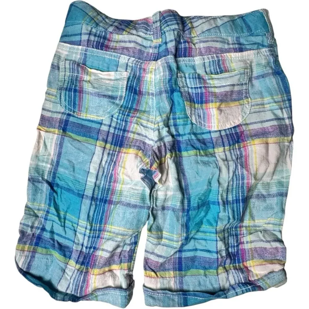 Old Navy  Girl's Blue and Green Plaid  Bermuda Style Shorts  Sz 10
